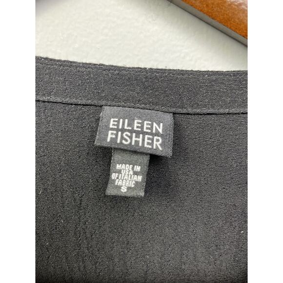 Eileen Fisher Shirt Womens Small Black Linen Blend Button Front Boxy Oversized‎ - Picture 5 of 6